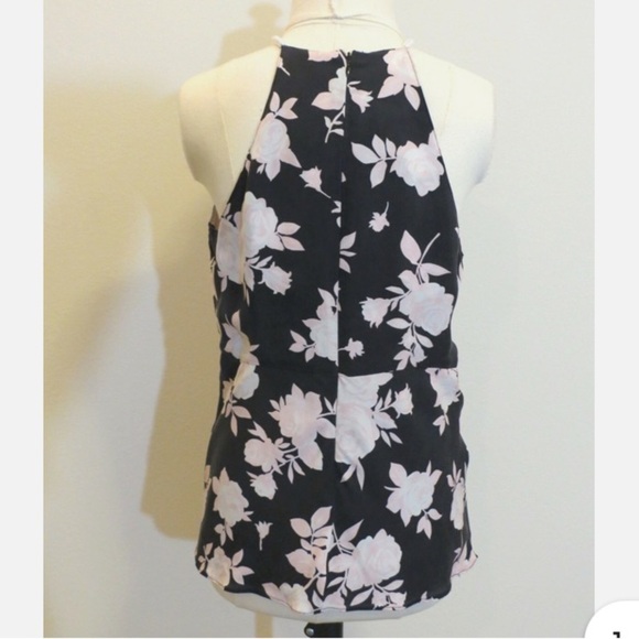 Michael Kors Women's SZ 6 - Black/Pink Silk Blouse Floral Sleeveless Keyhole - Picture 3 of 8